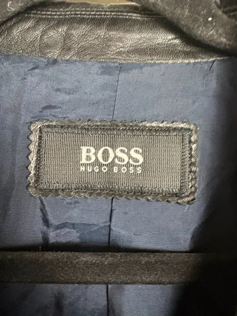 Hugo Boss Vintage Genuine Leather Blazer Jacket Men's Black 3 Button Classic 40R
